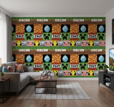 Textured wallpaper with gaming geometric design - TenStickers