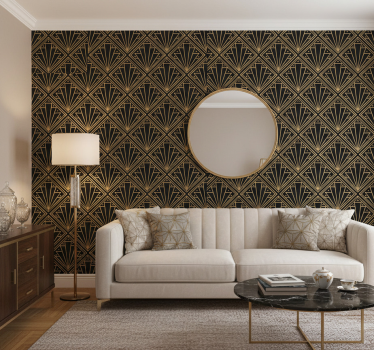 Textured wallpaper with golden and black squared pattern - TenStickers