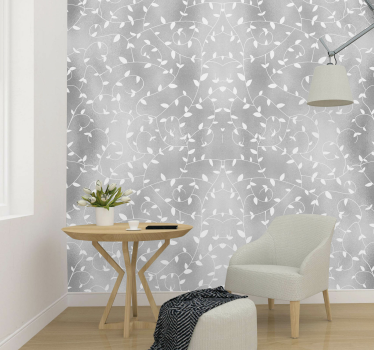 Tree branches white and silver wallpaper palm tree wallpaper - TenStickers