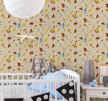 Vintage Toys Kids Wallpaper - TenStickers