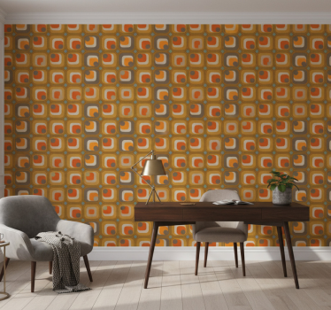 Wallpaper office 70s retro squares pattern - TenStickers