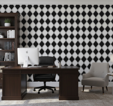 Wallpaper office black and white diamonds design - TenStickers
