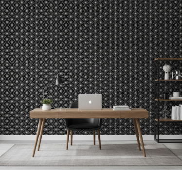 Wallpaper office black and white geometric diamonds - TenStickers