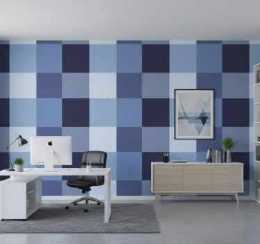 Wallpaper office blue shade modern tile - TenStickers