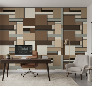 Wallpaper office brown squares - TenStickers