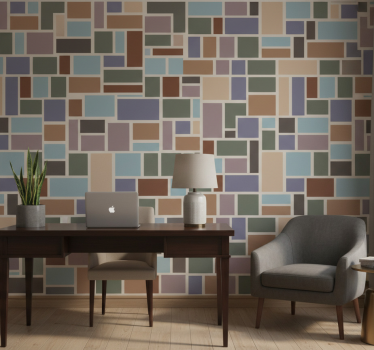 Wallpaper office colourful modern tile design - TenStickers