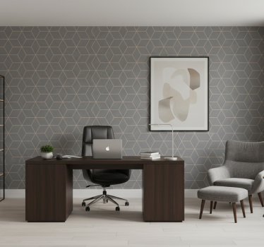 Wallpaper office geometric grey hexagon design - TenStickers