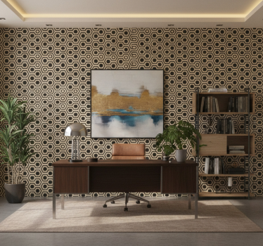 Wallpaper office geometric hexagonal design - TenStickers