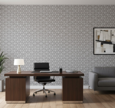 Wallpaper office gray and white hexagon pattern - TenStickers