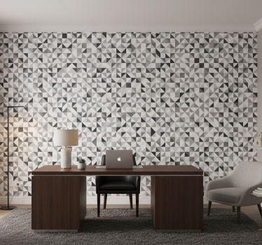 Wallpaper office gray triangles mosaic - TenStickers