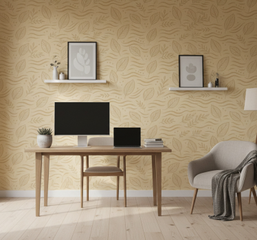 Wallpaper office in calming beige - TenStickers