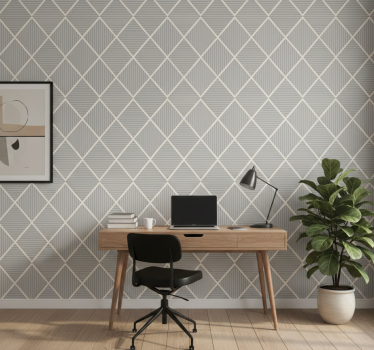 Wallpaper office in irregular gray rhombuses - TenStickers