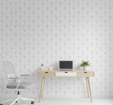 Wallpaper office light grey leaves on white - TenStickers