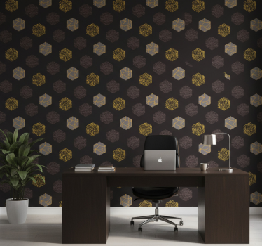 Wallpaper office nordic golden hexagons - TenStickers