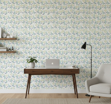Wallpaper office pastel color plants pattern - TenStickers