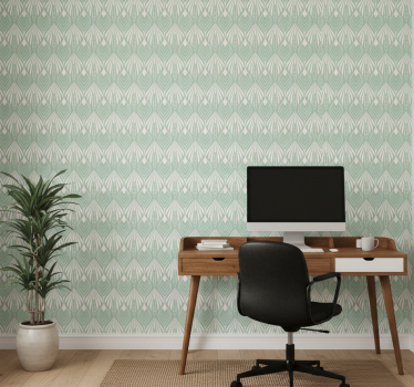 Wallpaper office pastel green leaves pattern - TenStickers