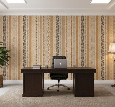 Wallpaper office puzzle stamp effect in brown - TenStickers