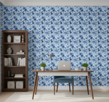 Wallpaper office vintage old blue on blue - TenStickers