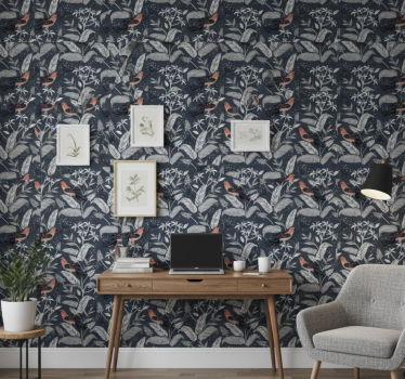 Wallpaper office with little birds - TenStickers