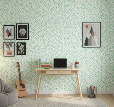 Wallpaper teenage bedroom blue and green dots - TenStickers