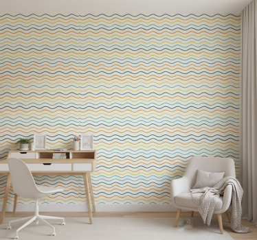 Wallpaper teenage bedroom colored wavy lines - TenStickers