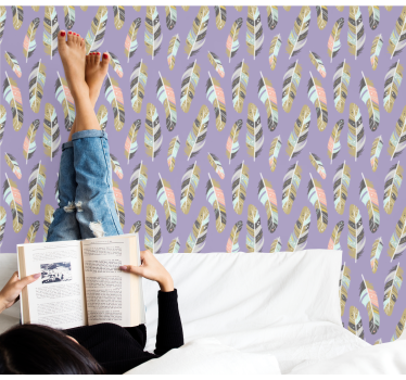 Wallpaper teenage bedroom feathered designs - TenStickers