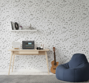Wallpaper teenage bedroom music notes design - TenStickers