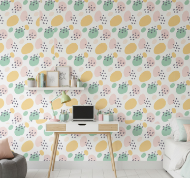 Wallpaper teenage bedroom pastel abstract shapes - TenStickers