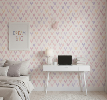 Wallpaper teenage bedroom pastel heart design - TenStickers