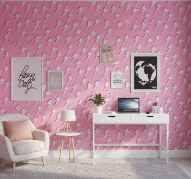 Wallpaper teenage bedroom white rays on pink - TenStickers
