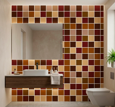 Warm colour blocks bathroom wallpaper - TenStickers