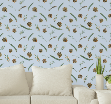 Watercolor floral blue Floral Wallpaper - TenStickers