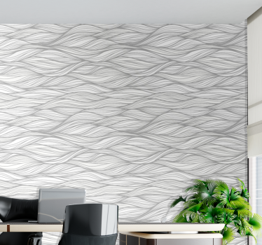 Wave textures white background contemporary wallpaper - TenStickers