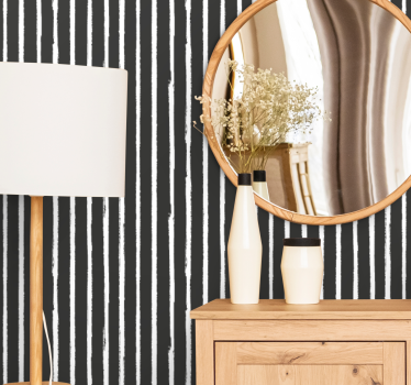 White and black lines modern ink pattern Toilet Wallpaper - TenStickers