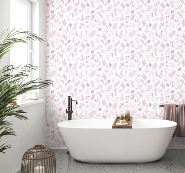 White background with pink pine toilet wallpaper - TenStickers