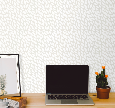 White leaves on grey Contemporary wallpaper - TenStickers