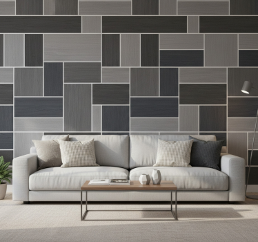 Wood effect wallpaper in grey wooden panels - TenStickers