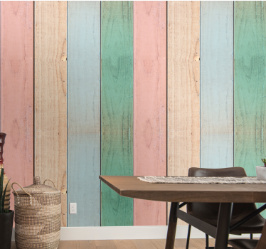 Wooden textured colorful planks wallpaper - TenStickers